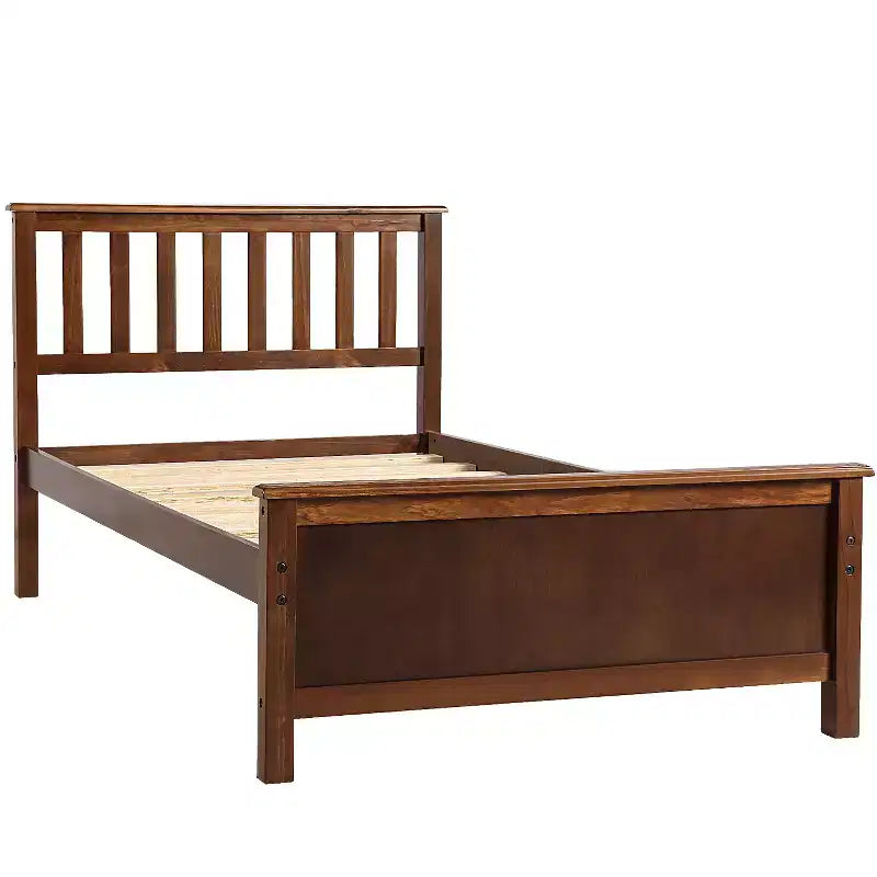 Lit plateforme en bois double avec tête et pied de lit