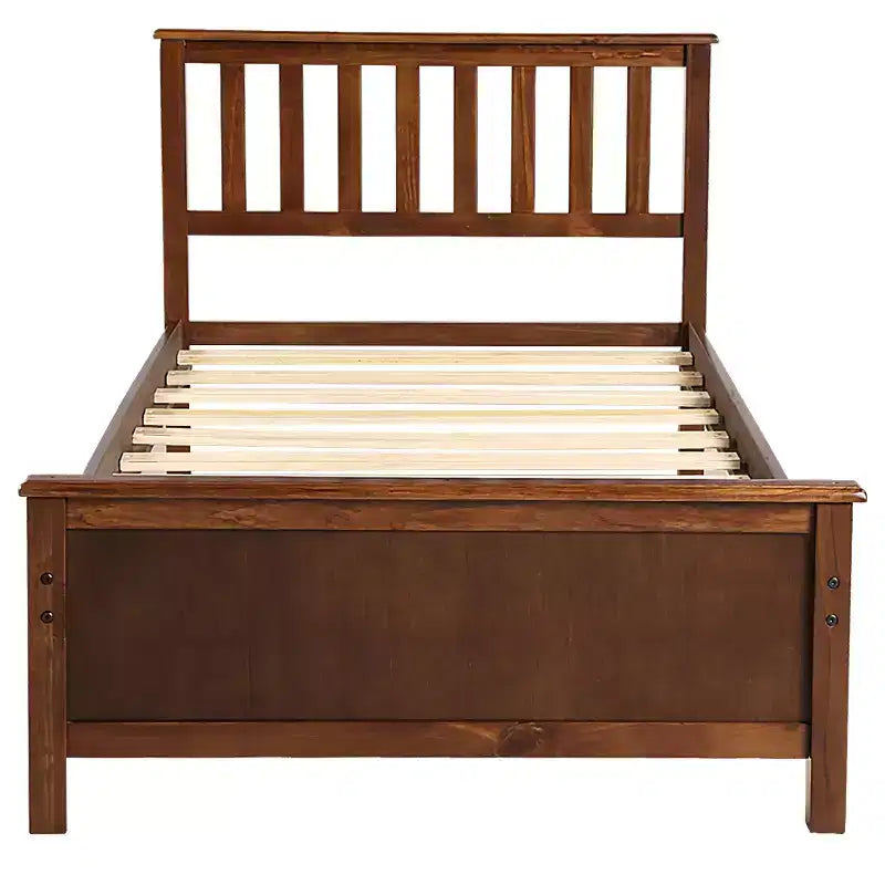 Lit plateforme en bois double avec tête et pied de lit
