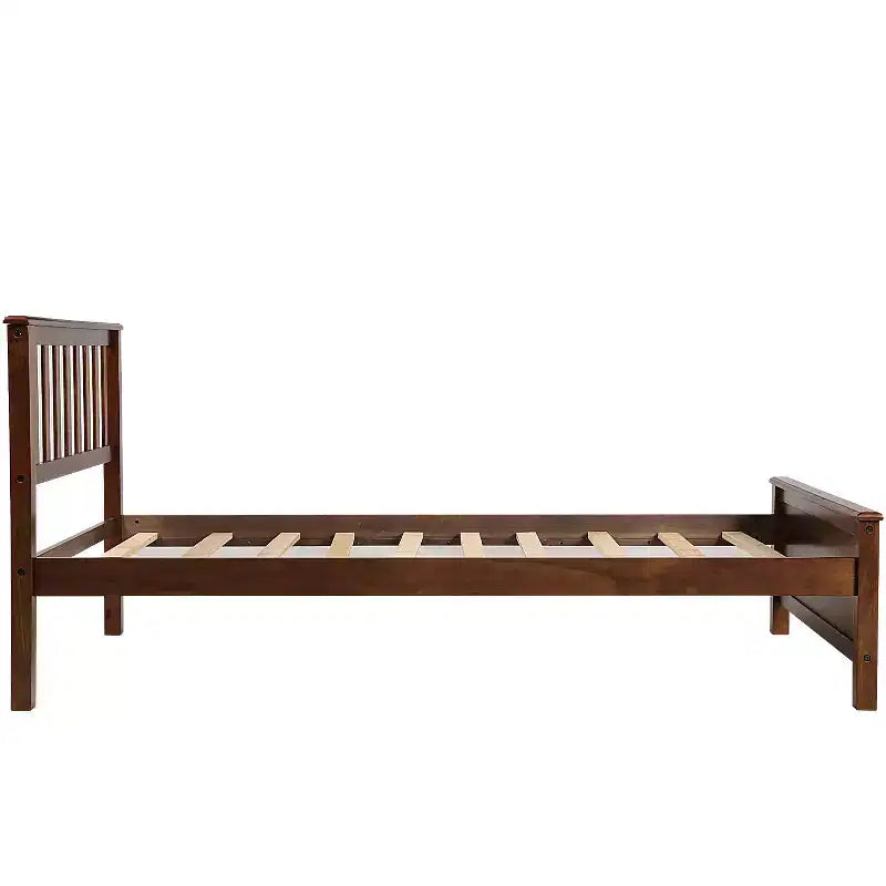 Lit plateforme en bois double avec tête et pied de lit