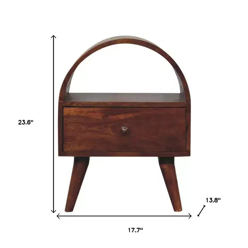Table de chevet en bois massif de 24 pouces avec plateau ovale et un tiroir