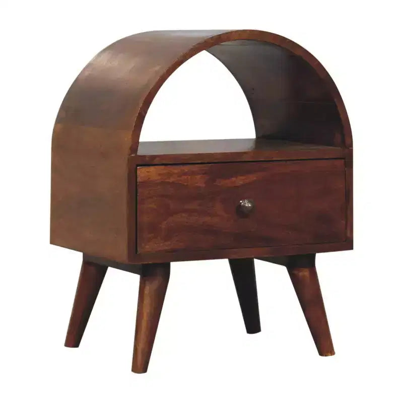 Table de chevet en bois massif de 24 pouces avec plateau ovale et un tiroir