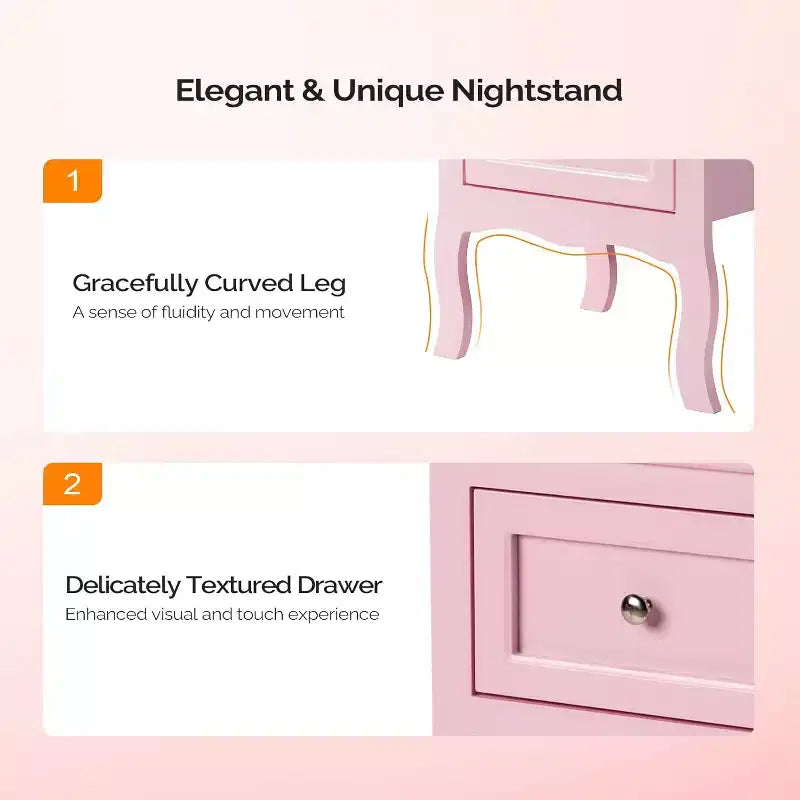 Tables de chevet lot de 2 avec 2 tiroirs - Rose