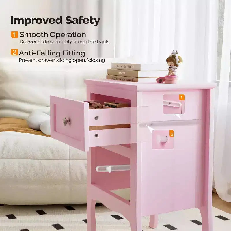 Tables de chevet lot de 2 avec 2 tiroirs - Rose