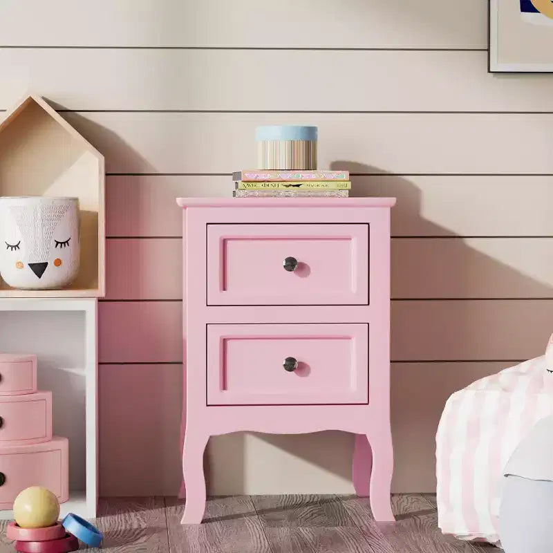 Tables de chevet lot de 2 avec 2 tiroirs - Rose