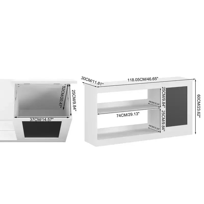 Étagère à Livres et Meuble de Rangement pour Jouets 3-en-1 pour Enfants avec Tableau Noir, Doubles Étagères Ouvertes - Blanc