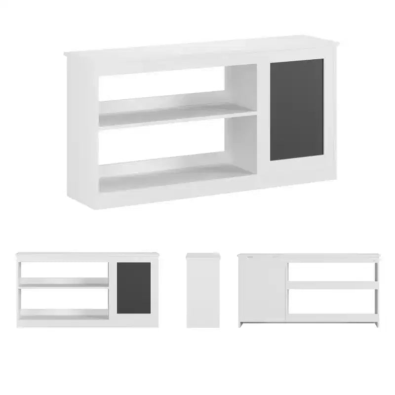 Étagère à Livres et Meuble de Rangement pour Jouets 3-en-1 pour Enfants avec Tableau Noir, Doubles Étagères Ouvertes - Blanc