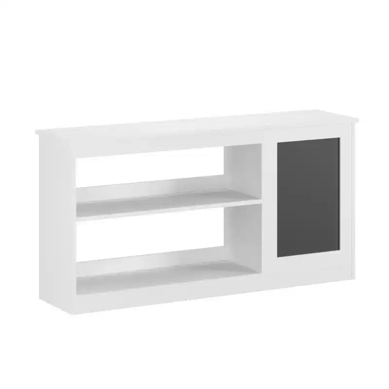 Étagère à Livres et Meuble de Rangement pour Jouets 3-en-1 pour Enfants avec Tableau Noir, Doubles Étagères Ouvertes - Blanc