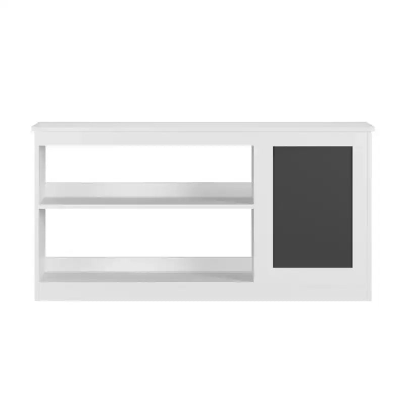 Étagère à Livres et Meuble de Rangement pour Jouets 3-en-1 pour Enfants avec Tableau Noir, Doubles Étagères Ouvertes - Blanc