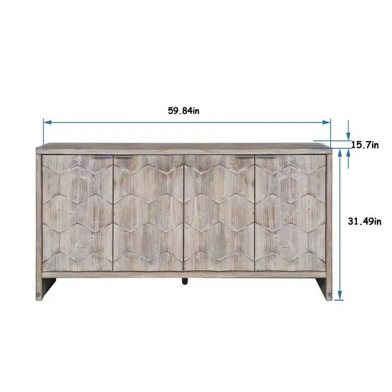 Buffet de rangement avec portes à motif hexagonal et étagères réglables