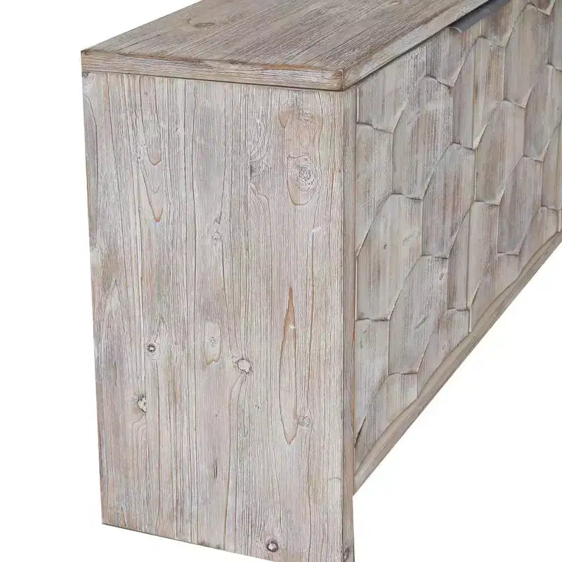 Buffet de rangement avec portes à motif hexagonal et étagères réglables