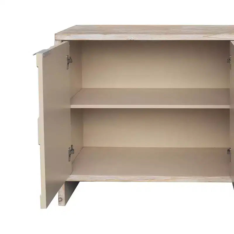 Buffet de rangement avec portes à motif hexagonal et étagères réglables