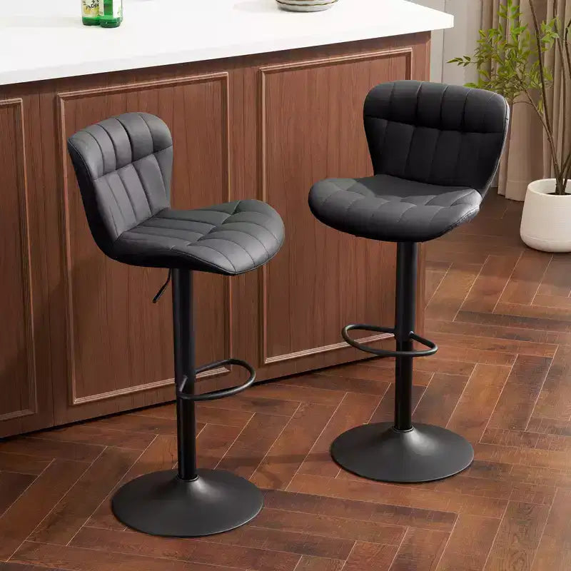 Tabourets de bar pivotants avec dossier, lot de 2, réglables en hauteur, en similicuir, pour îlot de cuisine