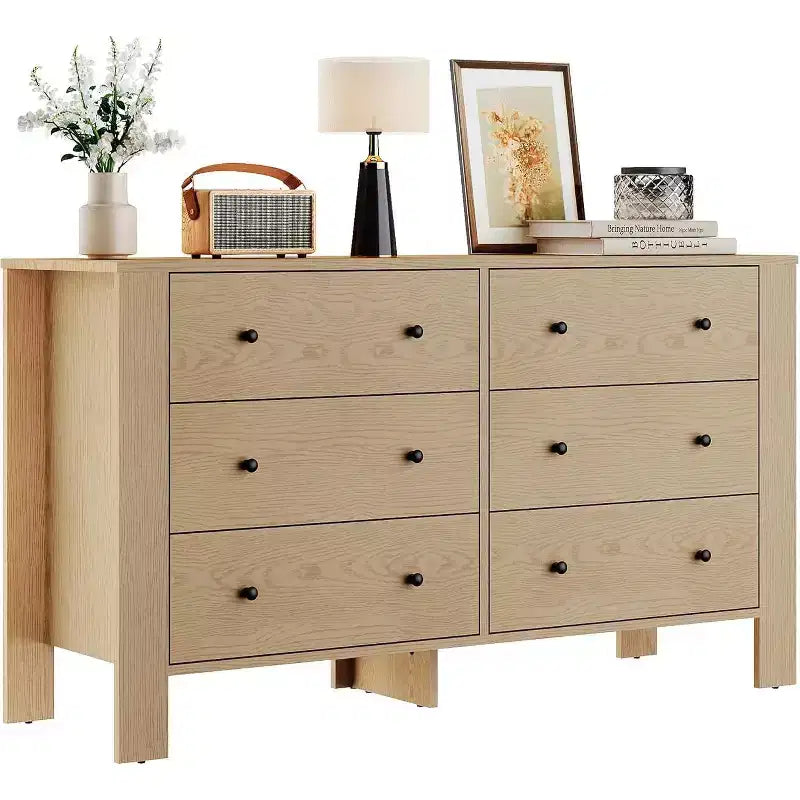 Commode large à 6 tiroirs avec rangement