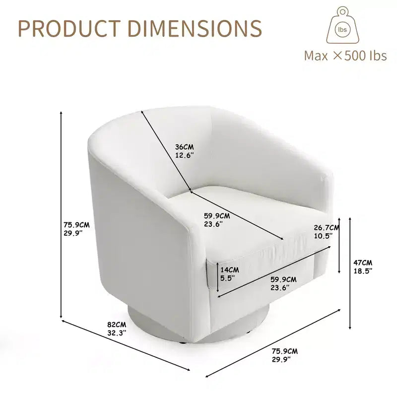 Fauteuil pivotant avec base rotative à 360 degrés – Disponible en lot de 1 ou 2