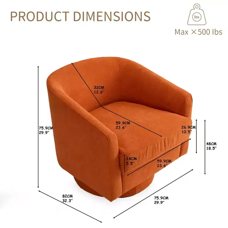 Fauteuil pivotant avec base rotative à 360 degrés – Disponible en lot de 1 ou 2