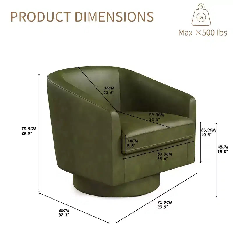 Fauteuil pivotant avec base rotative à 360 degrés – Disponible en lot de 1 ou 2