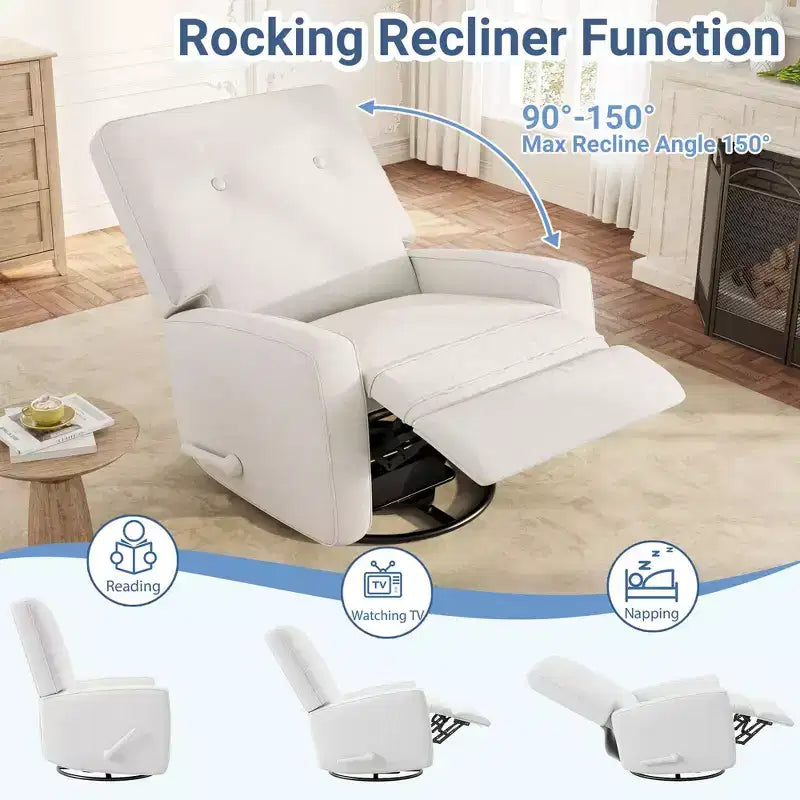 Fauteuil inclinable, pivotant à 360°, avec poches latérales