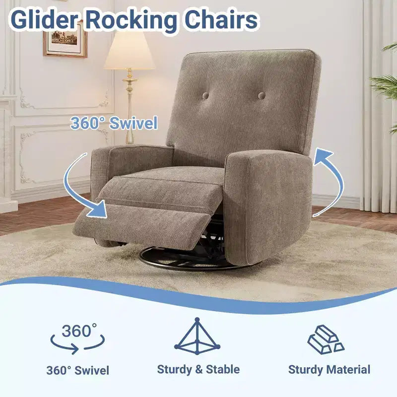 Fauteuil inclinable, pivotant à 360°, avec poches latérales
