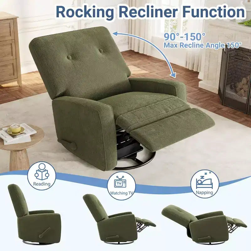 Fauteuil inclinable, pivotant à 360°, avec poches latérales