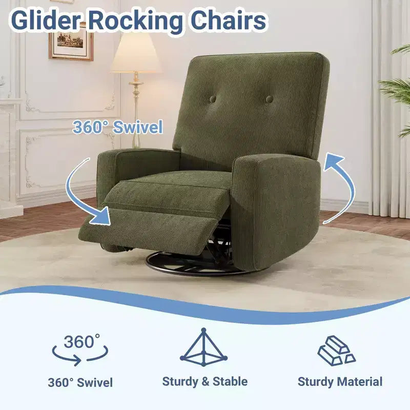 Fauteuil inclinable, pivotant à 360°, avec poches latérales
