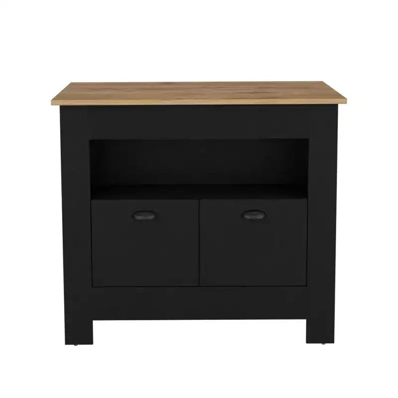 Îlot de cuisine moderne avec 2 portes d'armoire et 3 étagères de rangement