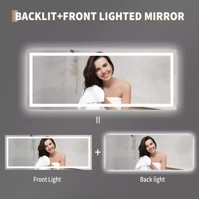 Miroir de salle de bain LED avec variateur et anti-buée, 24x32 pouces