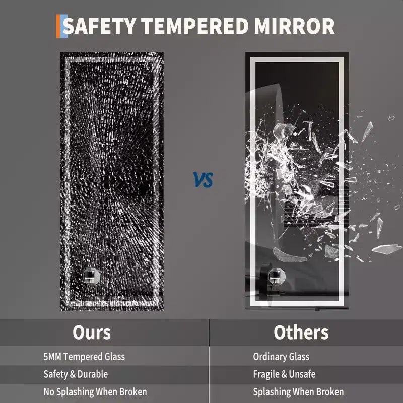 Miroir de salle de bain LED avec variateur et anti-buée, 24x32 pouces