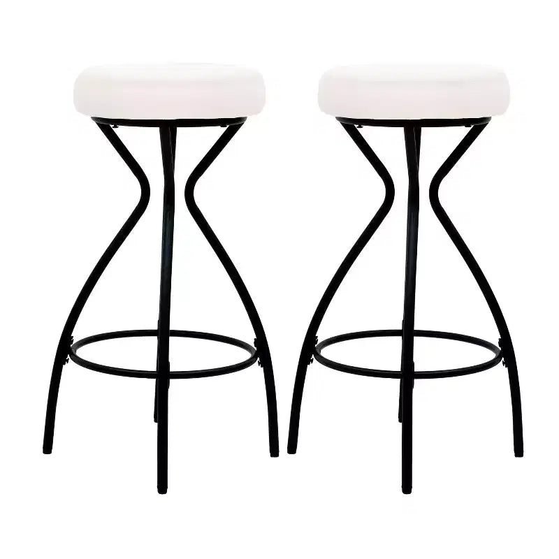 Lot de 2 tabourets de bar sans dossier, hauteur comptoir avec siège rond rembourré en velours, style bohème pour îlot de cuisine.