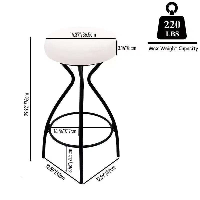 Lot de 2 tabourets de bar sans dossier, hauteur comptoir avec siège rond rembourré en velours, style bohème pour îlot de cuisine.