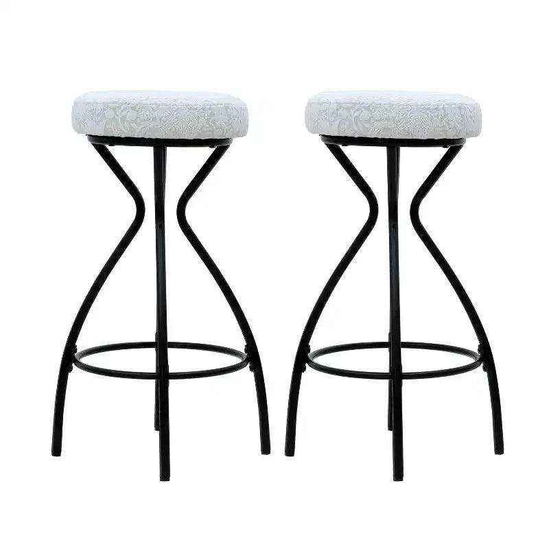 Lot de 2 tabourets de bar sans dossier, hauteur comptoir avec siège rond rembourré en velours, style bohème pour îlot de cuisine.