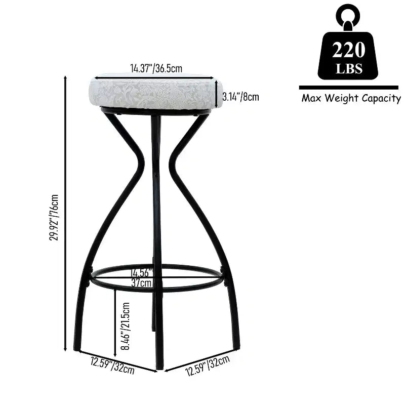 Lot de 2 tabourets de bar sans dossier, hauteur comptoir avec siège rond rembourré en velours, style bohème pour îlot de cuisine.