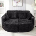 Whisen 80 Curved Chaise Lounge Sofa & Boneless Couch, Full-Compressed Sofa Bed with Two Cup Holders