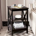 Lot de 2 tables de chevet à 3 niveaux avec étagère de rangement en X