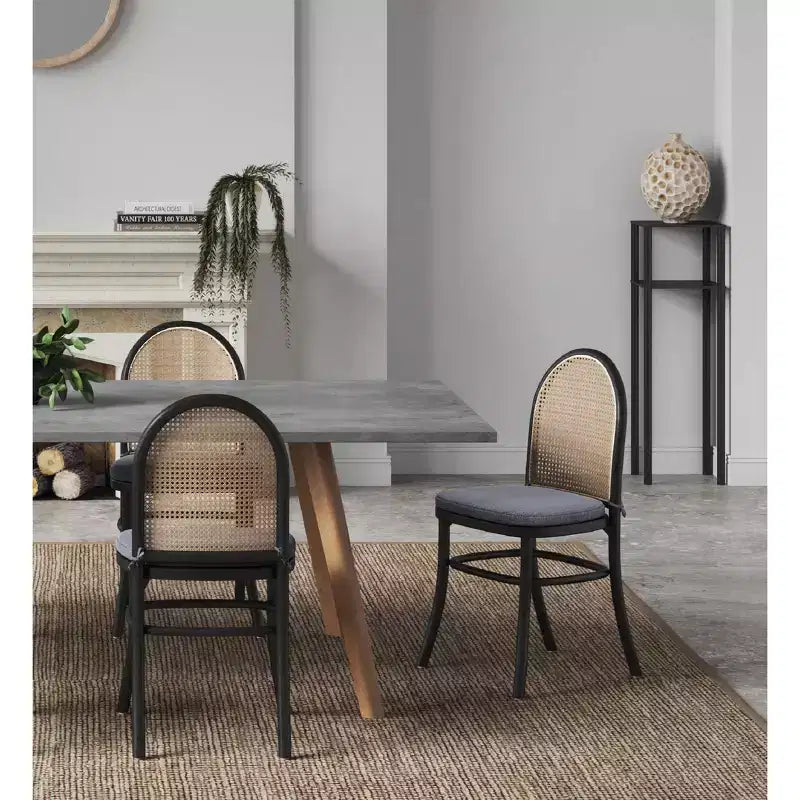 Lot de 2 chaises de salle à manger avec coussins gris