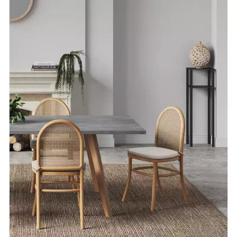 Lot de 2 chaises de salle à manger avec coussins gris