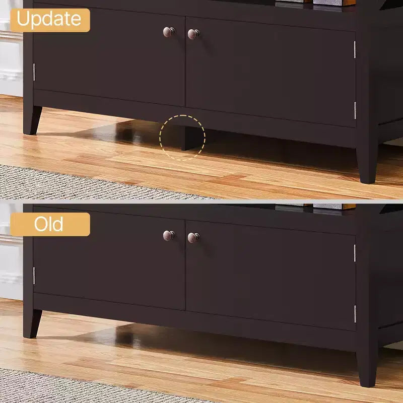 Meuble TV avec 2 compartiments de rangement et étagère ouverte, Espresso