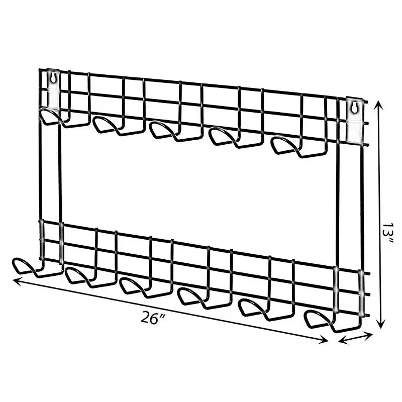 Support mural de rangement pour outils de jardin avec crochets, noir