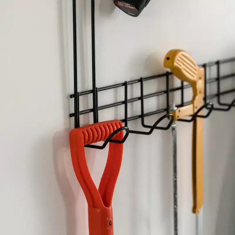 Support mural de rangement pour outils de jardin avec crochets, noir